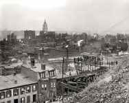 Cincinnati Ohio circa  View from Mount Adams At right a streetcar on the incline railway; the Union Central Insurance tower rises in the distance